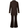thumbnail image 4 of yardsong Women's 2 Piece Pants Suit Lapel Long Sleeve Double Breasted Blazer Flare Pants Set Dressy Casual Office Business Outfits 2024 Coffee,S, 4 of 9