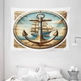 thumbnail image 2 of Ambesonne Nautical Tapestry Wall Hanging, Vintage Maritime Anchor, 80"x60", Pale Brown and Soft Blue, 2 of 3