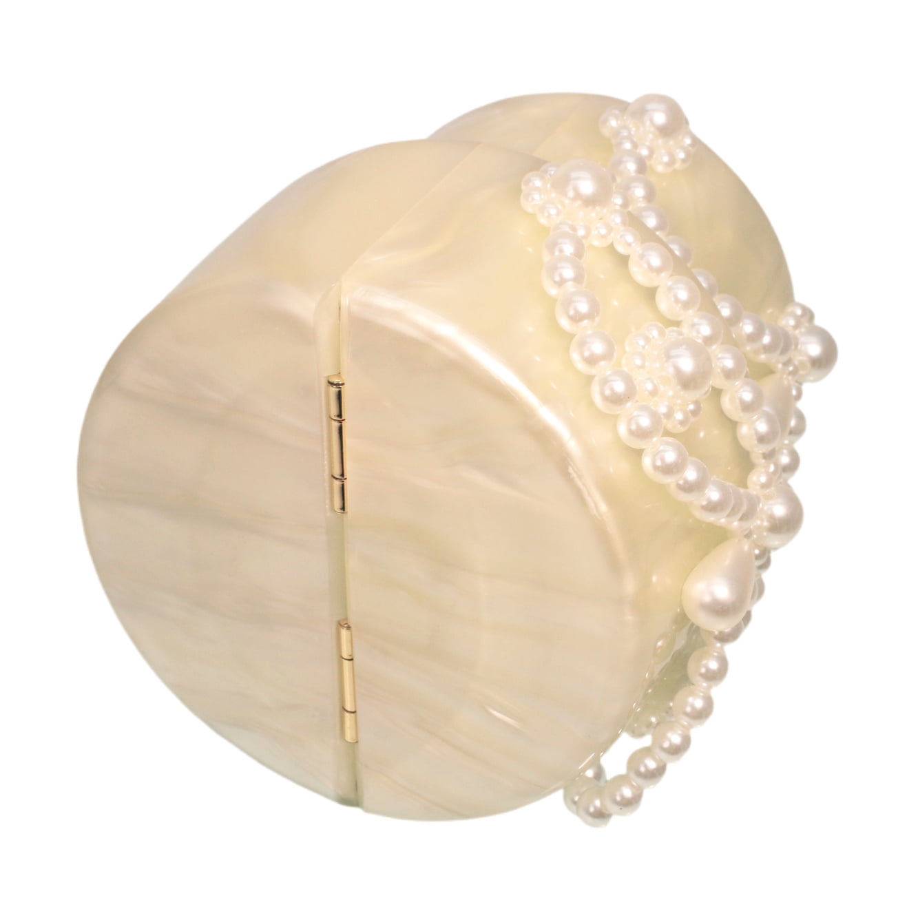 Cake Shaped Acrylic Clutch Pearl Handbags Beaded Evening Bag Mini Clutch Handbag for Wedding Cocktail Party Prom