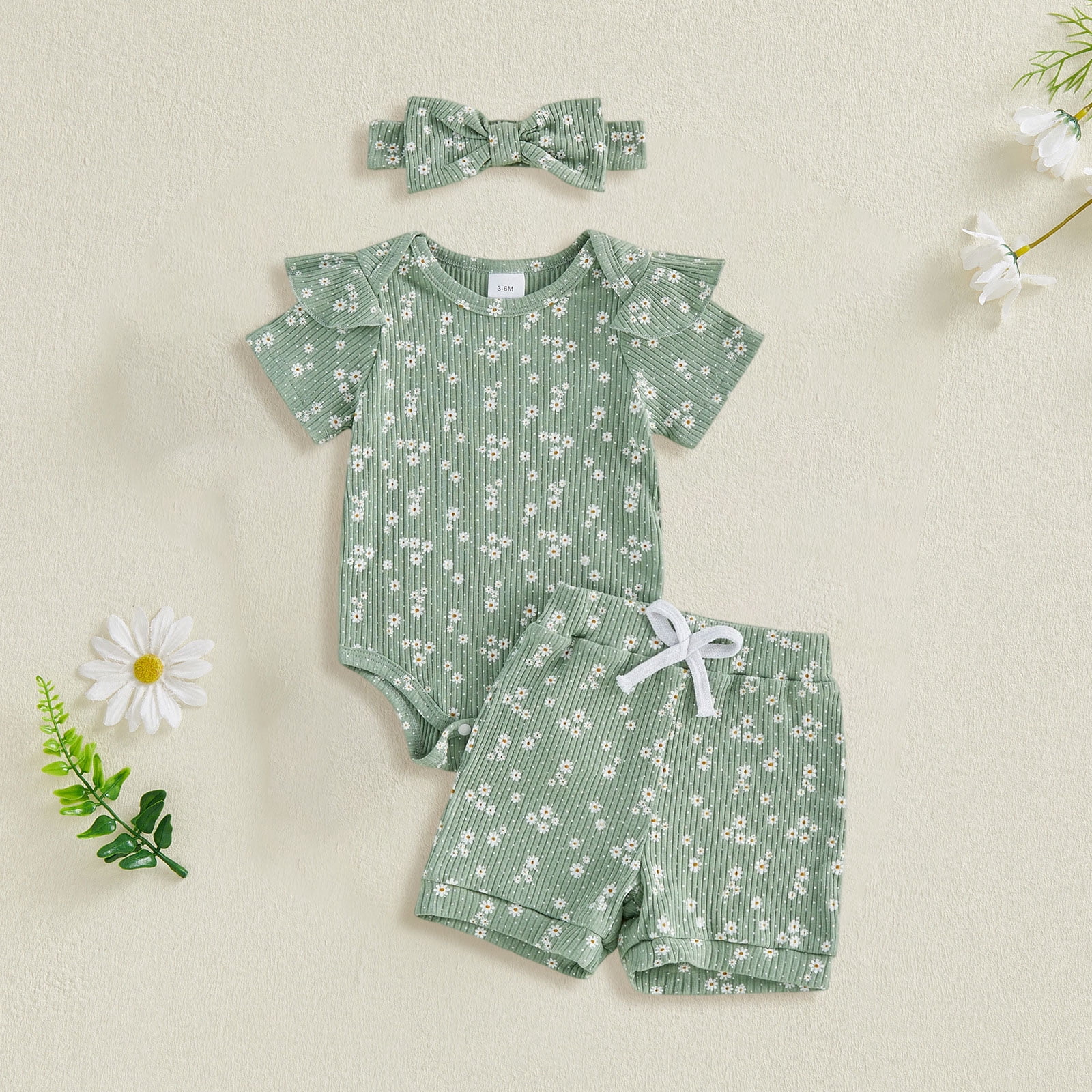 Toddler Baby Girl Clothes Summer Short Sleeve Floral Print T Shirt Tops + Elastic Shorts Set Infant Casual Outfits