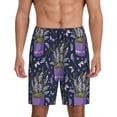 thumbnail image 3 of Lsque Lavender Flowers Mens Sleep Pajama Shorts,Short Pajama Pants, Cotton Ultra-Soft Knit-X-Large, 3 of 9