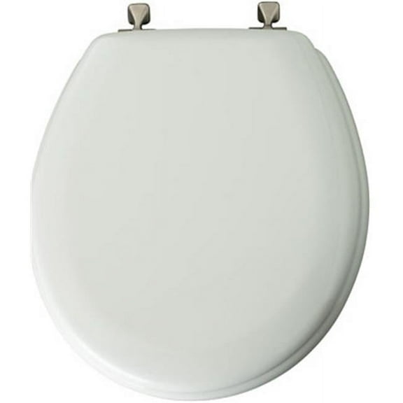 44BN 000 White Round Wood Toilet Seat