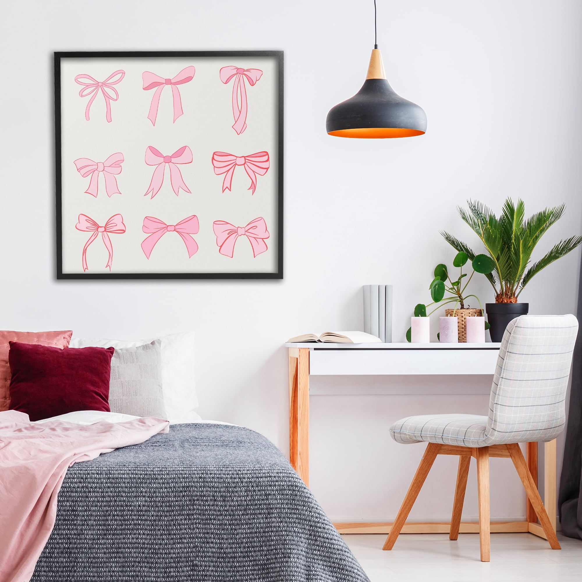 Stupell Industries Pink Coquette Ribbons Black Framed Giclee Art, design by Emily Navas