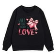 thumbnail image 4 of Toddler Sweatshirt Girl 5t Crewneck Long Sleeve Hooded Sweatshirt Letter Print Comfy Summer Tops To Big Kid Sizes Black,6-7 Years, 4 of 4