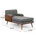 thumbnail image 3 of Fortas Mid-Century Modern Fabric Chaise Lounge, Gray and Dark Walnut, 3 of 8