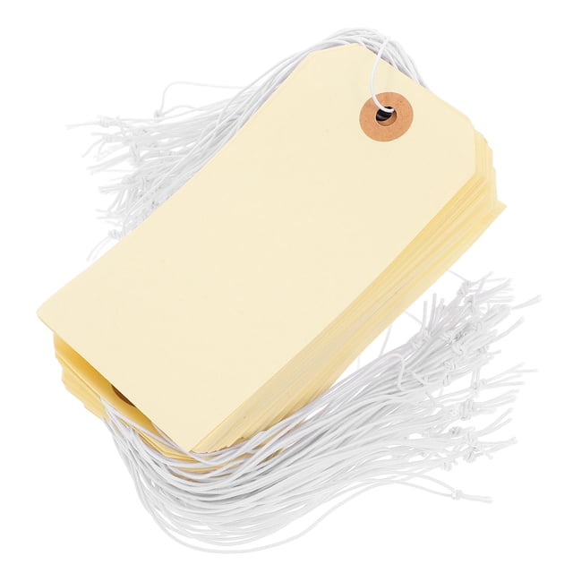 FOMIYES 100Pcs Pricing Tags With Strings Item Tags For Retail Use Yellow Paper