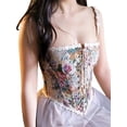 thumbnail image 2 of Douhoow Retro Corsetier Women Jacquard Bandage Camisole Flounce Suspender Lace-up Tops, 2 of 8