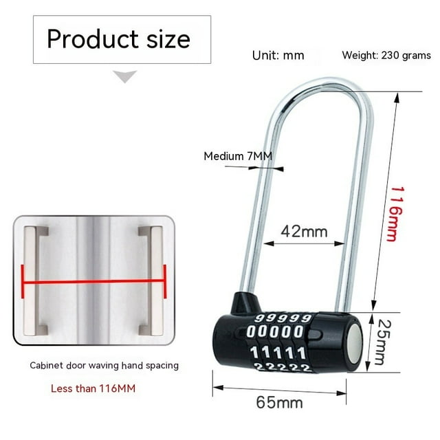 Candado de combinación de 5 dígitos, cerradura impermeable para escuela, empleado, gimnasio y casillero deportivo, puerta, estuche, caja de herramientas, cerca - negro