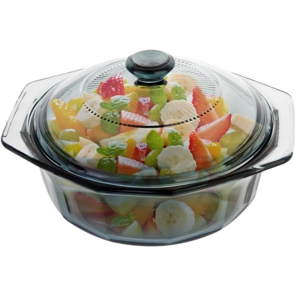 Mini Casserole Dish, Baking Dish with Lid, Oven Safe, Microwave Safe, Fridge Safe, Round Glass Cookware with Handles, Bowls for Kitchen（33.08oz/1L）