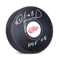thumbnail image 1 of Igor Larionov Signé Detroit Rouge Wings Hockey Rondelle avec HOF Note, 1 of 2
