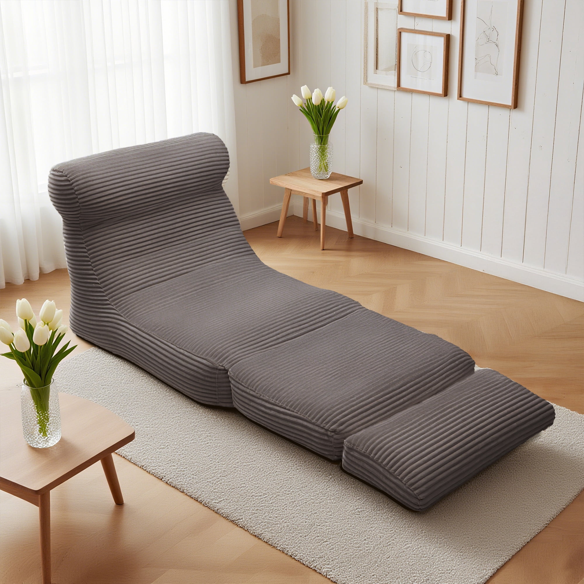 Gianna Convertible Folding Sofa Bed, Sleeper Chair with Backrest, Portable Fold Out Floor Lounger for Guest Room, Living Room, or Dorm, Taupe