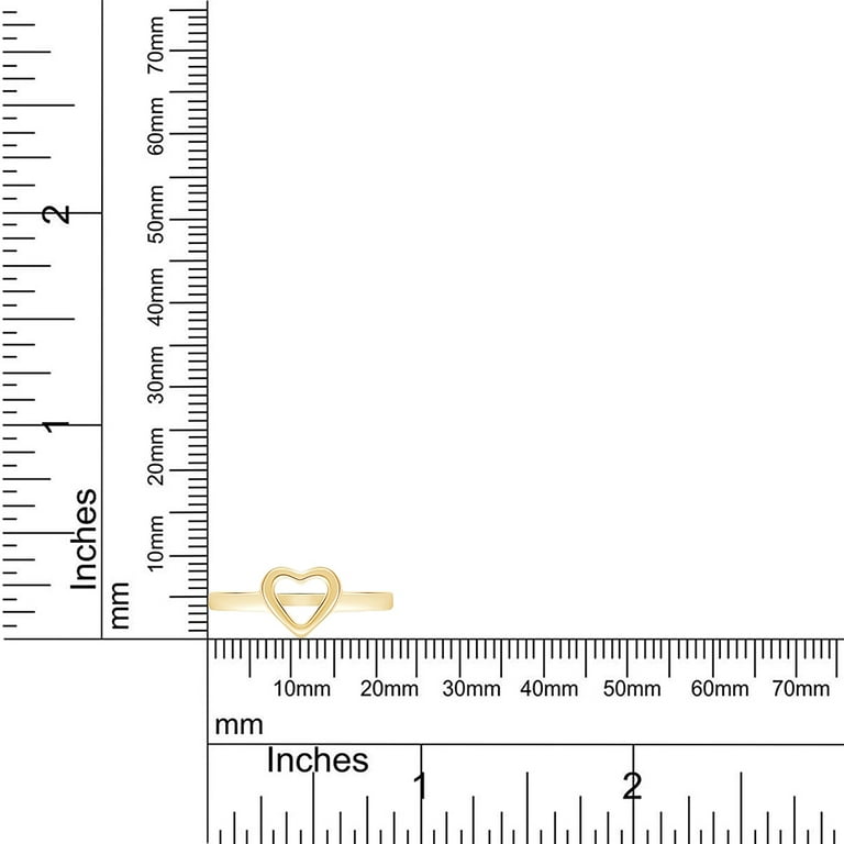 Open Heart Ring 14K Yellow Gold Plated 925 Sterling Silver For