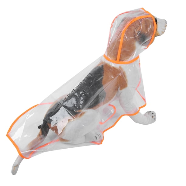 PU transparente borde naranja mascota impermeable impermeable con capucha capa de lluvia chaqueta ropa para perros gatos