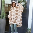 thumbnail image 6 of Catalonia Southwestern Aztec Oversized Wearable Blanket Hoodie Sweatshirt, Comfortable Sherpa Lounging Pullover for Adults, Gift for Her, 6 of 7