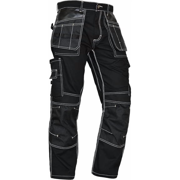 Men’s Cargo Work Pants – Heavy Duty Safety Trousers with Reinforced Knees and Utility Tool Pockets Black