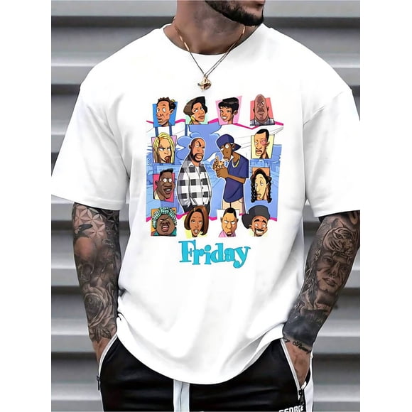 T Shirt Men'S Casual | Friday Movie Animated Printed Pattern Regular Fit
