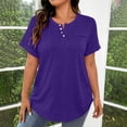 thumbnail image 5 of Uootdi Women's Henley Tops Short Sleeve Button Placket Blouses Casual Daily Style Soft Breathable Relaxed Fit Tees Gift, 5 of 7