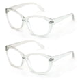 thumbnail image 2 of V.W.E. 2 Pairs Women Clear White Reading Glasses Reader Glasses Cateye Vintage Jackie O, 2 of 4