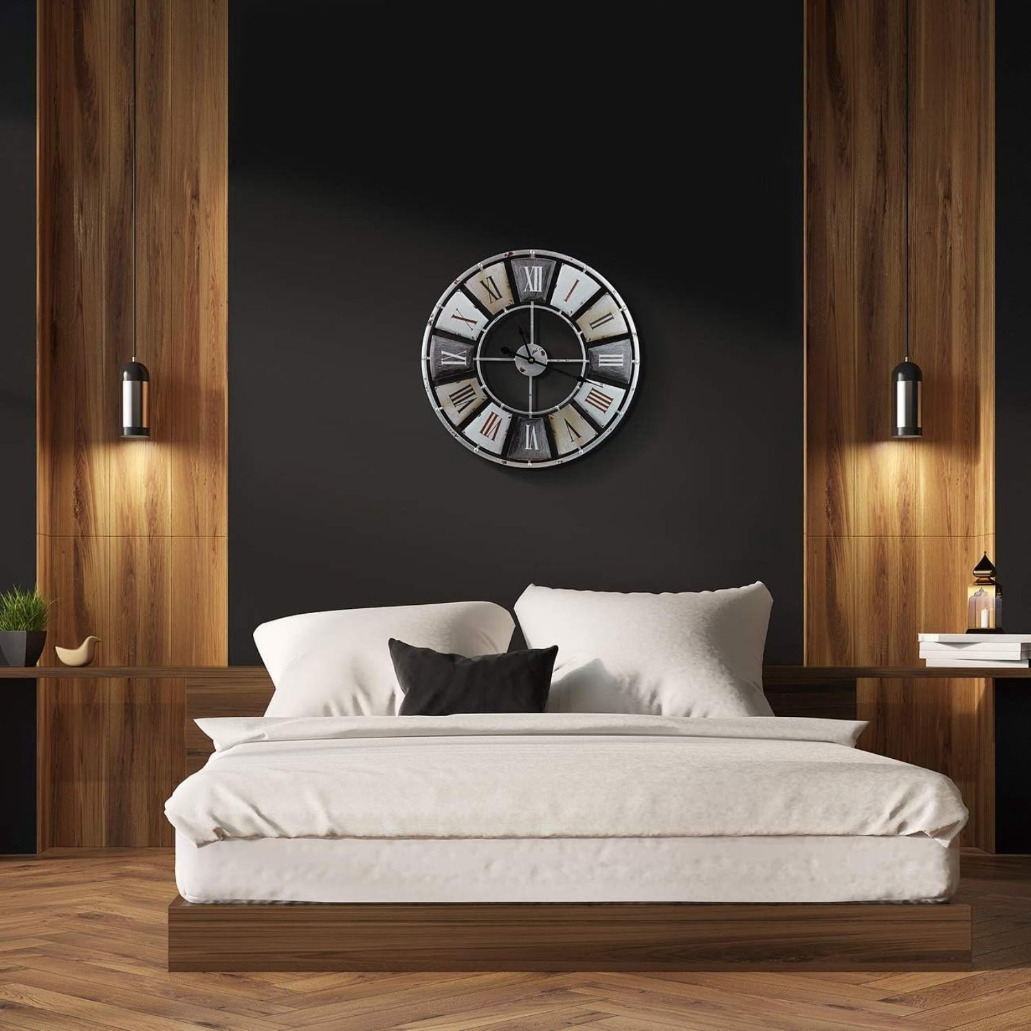 Sorbus 24" Roman Numeral Industrial Metal Wall Clock, Large Round Home Décor