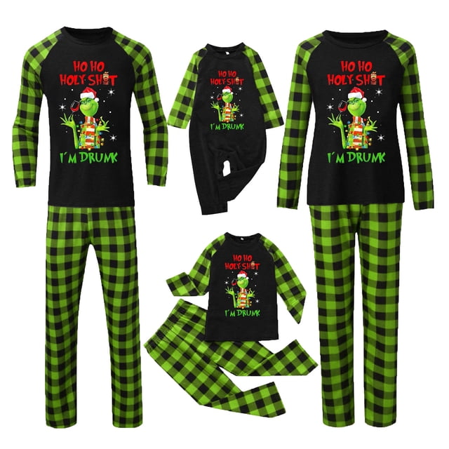 Pijamas navideños a juego Grinch - TKing Fashion 2024 Nuevos conjuntos de pijamas navideños familiares a juego Grinch, pijamas navideños navideños para parejas, adultos y niños, Mujer XXL