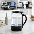 thumbnail image 3 of OVENTE 1.5L Glass Electric Kettle Water Boiler, Black KG516B | 1500W Fast Boiling, Easy Fill Lid, Stainless Steel Filter, LED Indicator, Auto Shut-Off, Boil-Dry Protection, 360° Base, 3 of 8