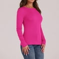 thumbnail image 4 of Ronuti Long Sleeve Thermal Shirt for Women Light Fleece Tops Spring 2025 Crew Neck Casual Basic T-Shirts, 4 of 9