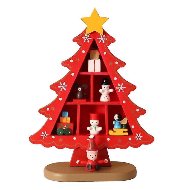Decoración navideña, árbol de Navidad de madera, accesorios de escritorio para ventana de árbol de Navidad de madera