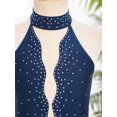 thumbnail image 5 of Haitryli Kids Girls Rhinestone Sleeveless Figure Ice Skating Dress Gymnastic Skirted Leotard Competition Dancewear Navy Blue 14, 5 of 7
