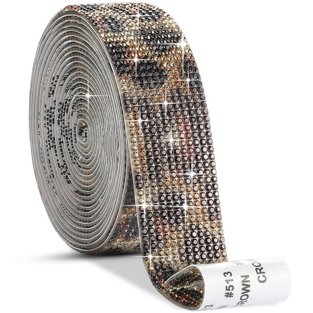 Cinta adhesiva con diamantes de imitación Zonon Leopard, 2 mm, 2,7 cm x 2,7 m