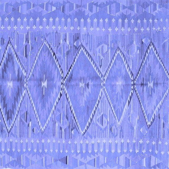Ahgly Company Machine Washable Indoor Square Southwestern Blue Country Area Rugs, 5' Square
