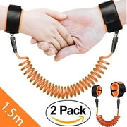 2 Pack Toddler Harness anti lost wristband, Anti Lost Belt Wrist Safe Link Wrist Straps for Babies, Soft Baby Leash Outdoor Safety Hook for Babies Kids Toddlers Runners (1.5m, Orange)