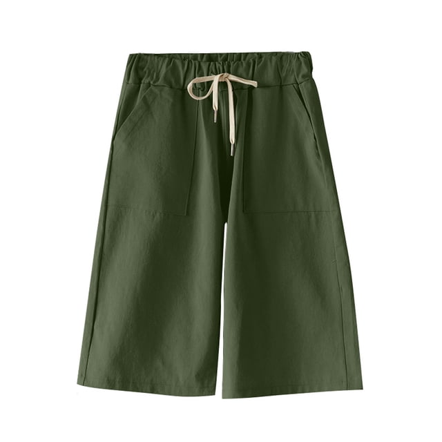 Innerwin Mini Pantalon Bermuda Femme Short Hot Pants Sport Longueur Genou Bas Décontracté Vert Armée m