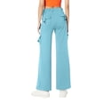 thumbnail image 5 of Cargo Pants Women Petite Size Elastic Waist Bootcut Yoga Workout Casual Trousers Sky Blue S, 5 of 5