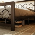 thumbnail image 3 of Amolife Brown King Size Metal Platform Bed Frame with Circular Vintage Headboard & Footboard, 3 of 9