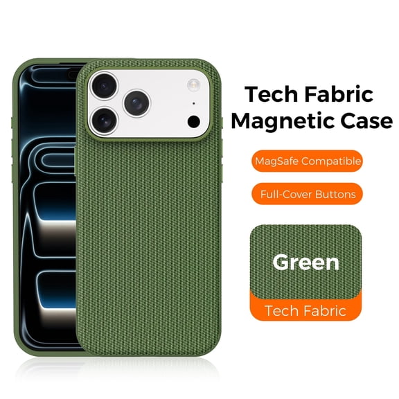 Kryonix For iPhone 17 Pro 6.3" Case Built-In Magnetic MagSafe Compatible Wireless Charging Car Mount Adsorption Sweatproof Anti-Slip Anti-Fingerprint Protective Case,Green