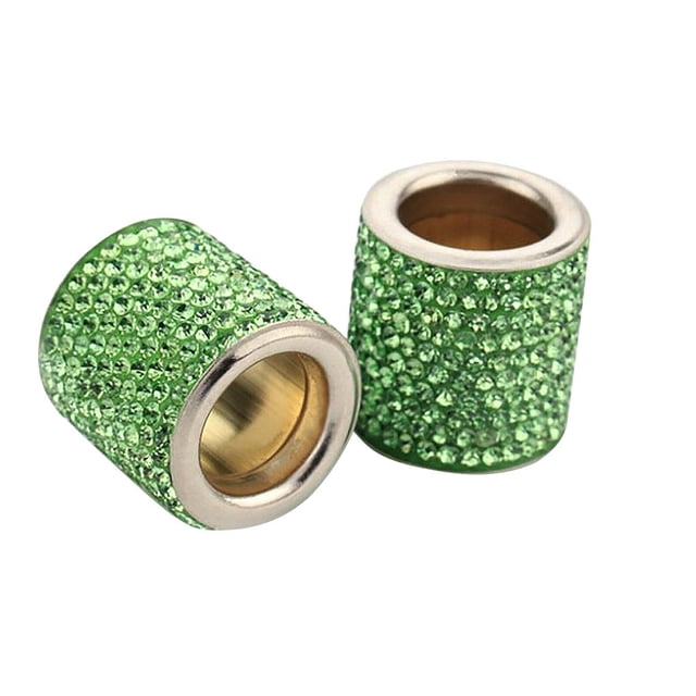 Baohd 2pcs Seat Headrest Rhinestone Collar Decoration Automotive Head Rest Crystal Ring Decor, Light Green