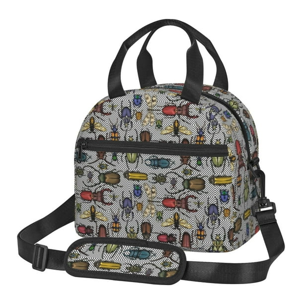 Balery Bright Insects Bolsa de Almuerzo Impresa, Caja de Almuerzo Reutilizable, Bolsa Térmica Aislada para Almuerzo, Bolsa Antiderrames