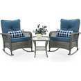 UDPATIO 3 Piece Patio Set Rocking, Rattan Outdoor Rocking Patio Bistro