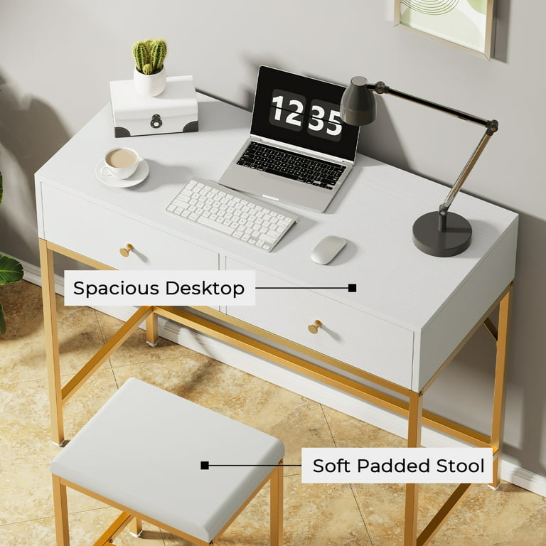 Small white 2024 gold desk