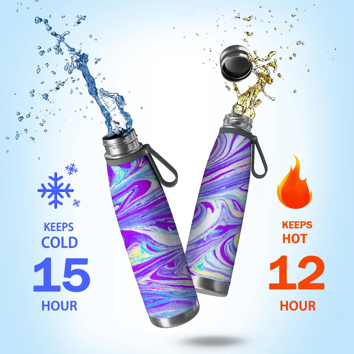 29oz Insulated Water Bottle with Tea Infuser, Stainless Steel Travel Mug, Liquid & Marble Print