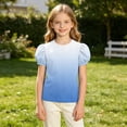 thumbnail image 4 of WRKEKC Girls Short Sleeve Tops Puff Sleeve Floral Print Round Neck Summer Casual Blouse for 4-15 Years, 4 of 7