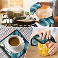 thumbnail image 4 of Teal Gold Marble Kitchen Oven Mitt and Pot Holder Sets 2 Pcs for Baking, Cooking and Grilling, Heat Resistant Up To 392 °F, 4 of 7
