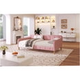 thumbnail image 3 of Twin Size Upholstered Daybed with Wooden Legs, Sofa Bed for Living Room and Guest Room, 3 of 9