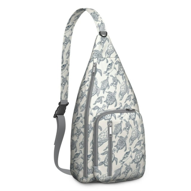 Sunset Turtle Sling Backpack - Tropical Ocean & Beach Print, Fashionable Crossbody Bag for Students & Office Workers