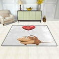 thumbnail image 2 of Dreamtimes Funny Bull Red Heart Non-Slip Area Rug 36"x24", Valentine Funny Animal Floor Carpet Comfort Floor Mats Decor for Indoor Front Porch,Living Room, Bedroom,Kitchen, 2 of 5