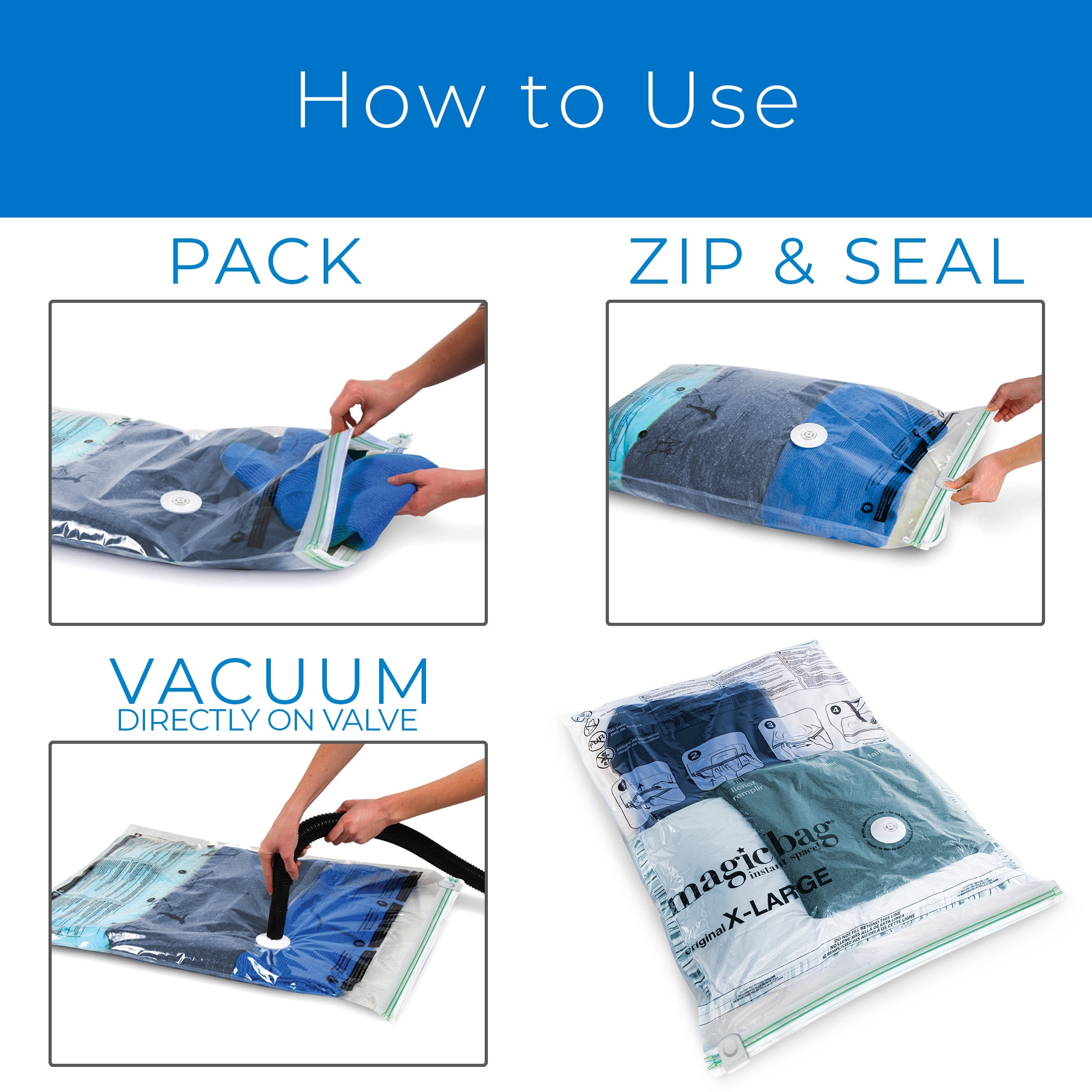 Simple Houseware 5 Pack  Extra Large Vacuum Storage Bags to Space Saver  for Bedding Pillows Towel Blanket Clothes 265 x 395  Walmartcom