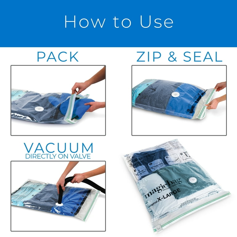 MagicBag Smart Design Instant Space Saver Storage - Flat Extra Large -  Airtight Double Zipper - Vacuum Seal - Clothing, Pillows - Home  Organization 