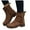 Brown, variant on Womens Suede Flat Ankle Boots Wide Toe Box Slip On Combat Booties Comfortable Mids Claf Platform Fall Boots