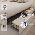 Kallabe Queen Bed Frame with 4 Drawers and LED Adjustable Button PU Leather Headboard, Charging Station, White