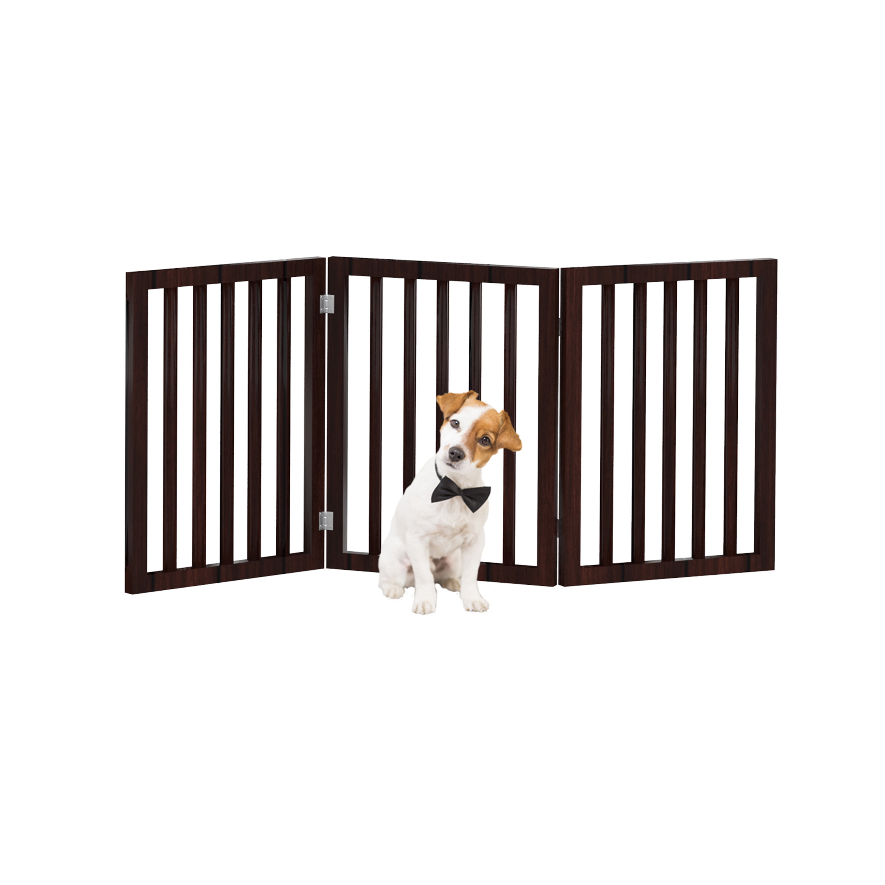 PETMAKER 3-Panel Indoor Foldable Pet Gate for Stairs or Doorways (Brown)
